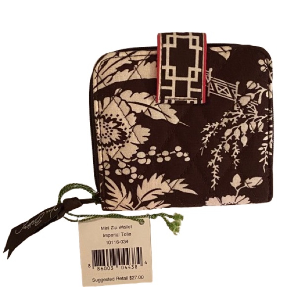 Vera Bradley Women's Mini Zip Wallet Imperial Toile 4.5” x 4” Quilted Fabric NWT